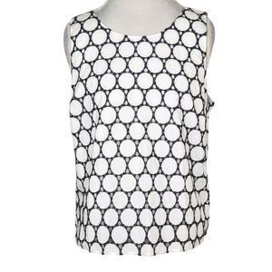 Banana Republic Black & White Eyelet Lace Sleeveless Back Tie Blouse Size Large
